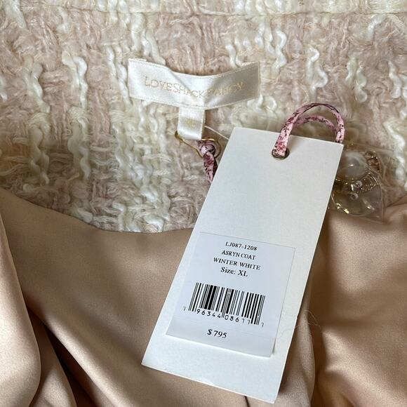 LoveShackFancy Asryn Tweed Double Breasted Winter White Long Coat Size XL - Picture 8 of 9
